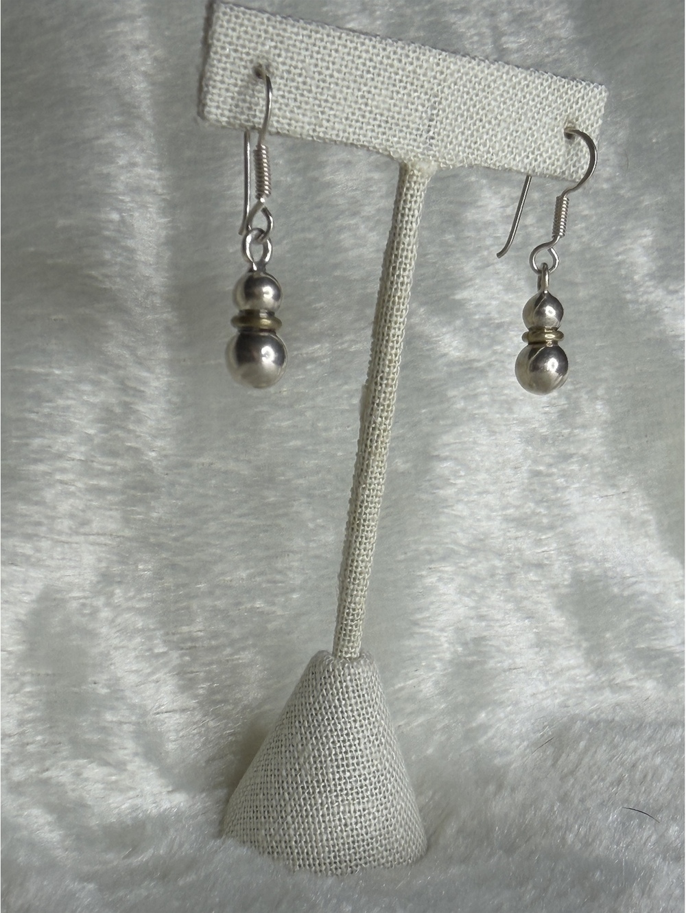 Vintage Silpada Retired Double Ball Bead Drop Dangle Earrings W0020-B
